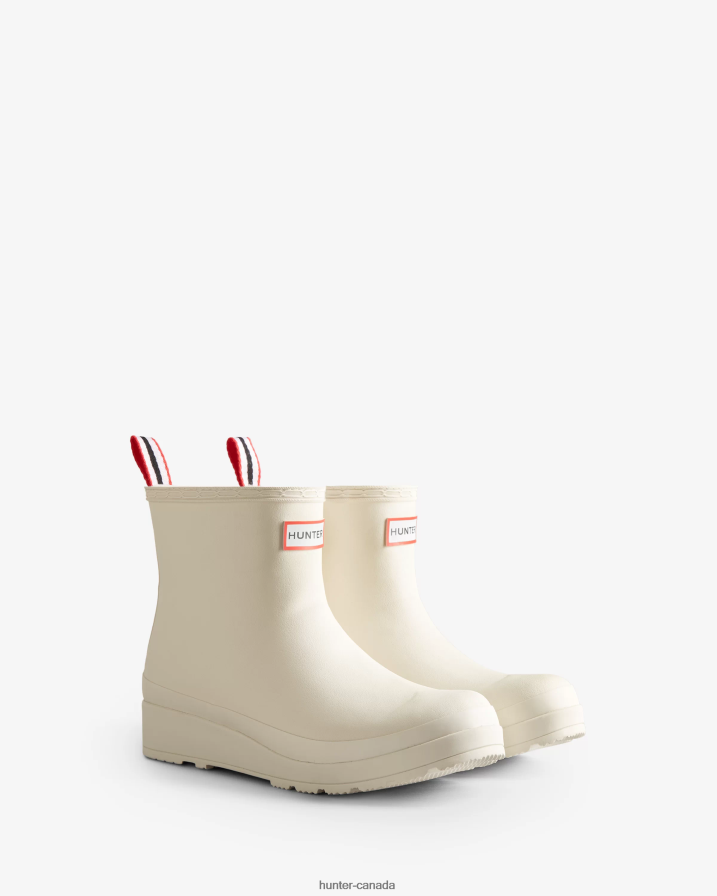 208Z2Z220 Hunter Outlet - Hunter Women Play Vegan Shearling Insulated Short Rain Boots White Willow