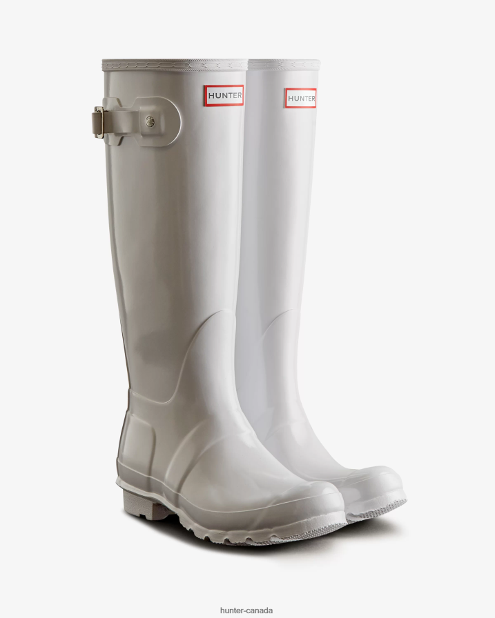208Z2Z223 Hunter Boots Sale - Hunter Women Original Tall Gloss Rain Boots White