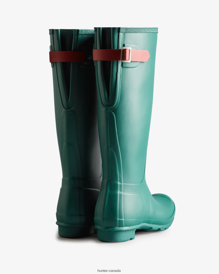 208Z2Z225 Hunter Boots - Hunter Women Tall Back Adjustable Rain Boots Loch Awe Blue/Glenmore Rose