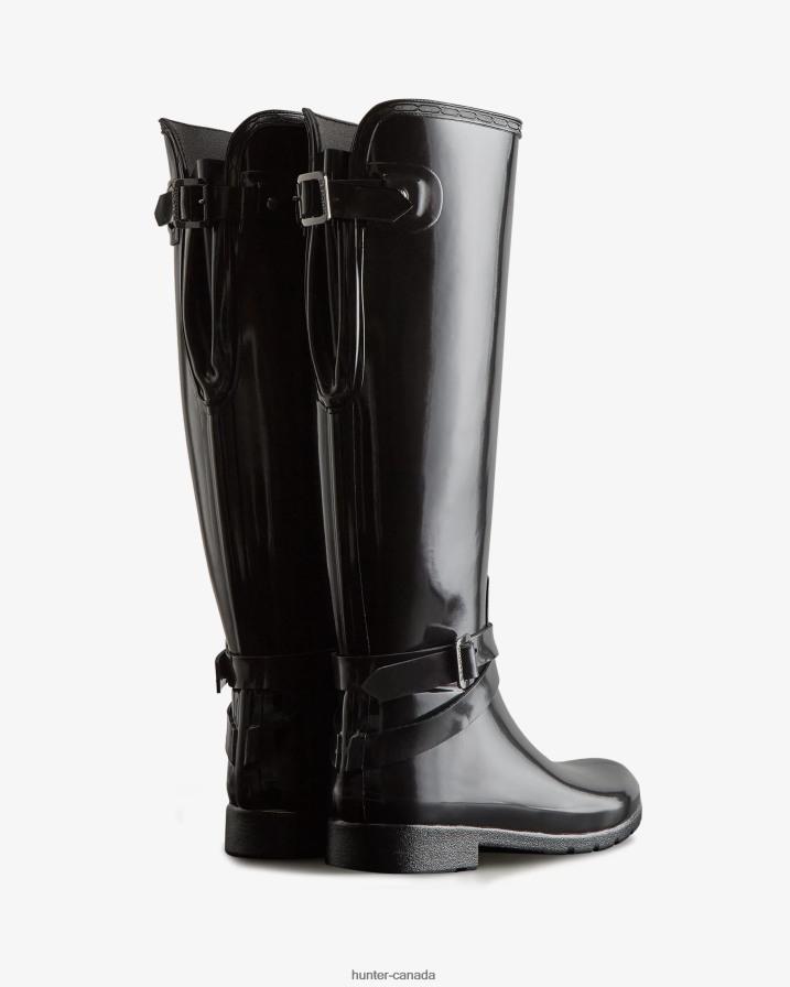 208Z2Z226 Hunter Canada - Hunter Women Refined Slim Fit Adjustable Tall Gloss Rain Boots Black