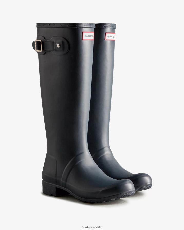 208Z2Z229 Hunter Boots - Hunter Women Tour Foldable Tall Rain Boots Navy