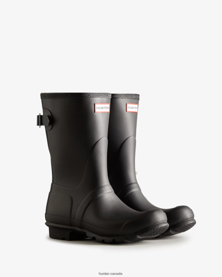 208Z2Z23 Hunter Boots Sale - Hunter Women Short Back Adjustable Rain Boots Black