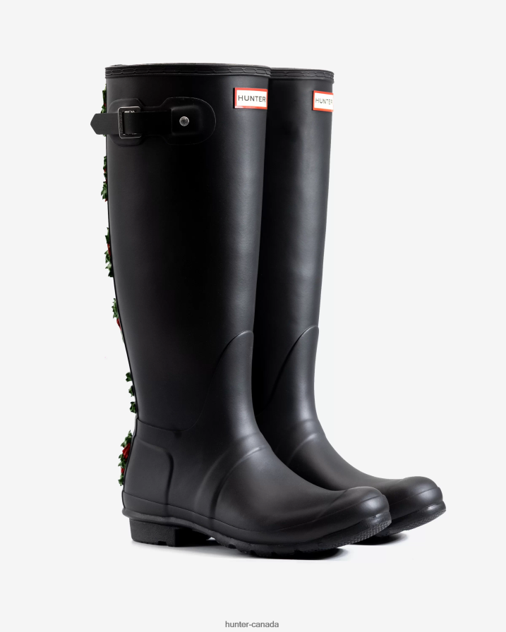 208Z2Z230 Hunter Canada - Hunter Women CLUB BUM Backstrap Tall Rain Boots Black