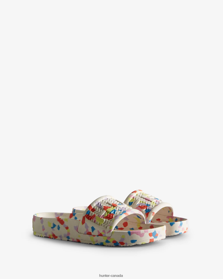 208Z2Z236 Hunter Outlet - Hunter Women BLOOM Marble Slides Shaded White