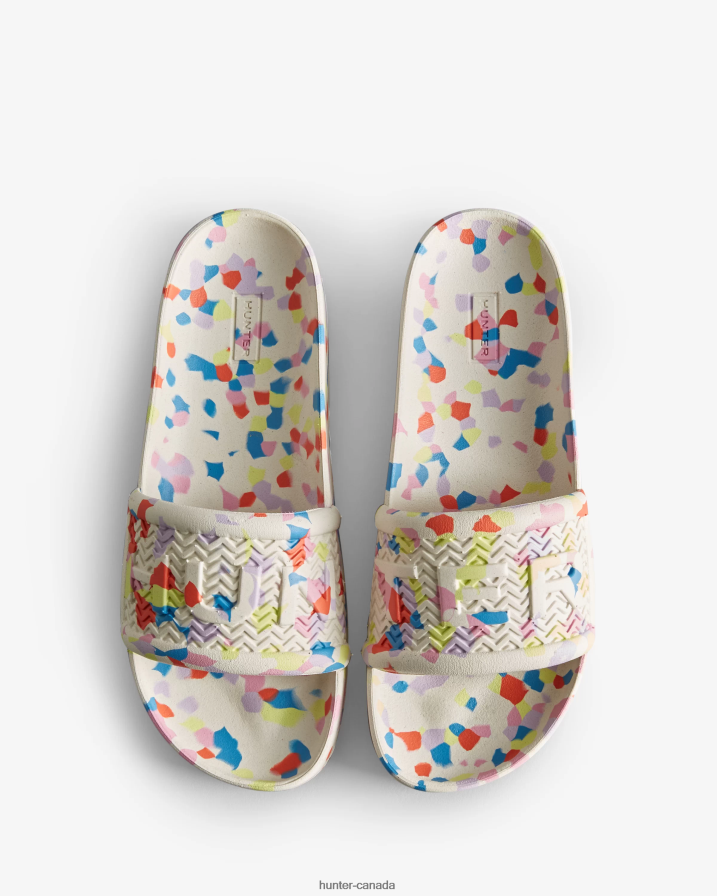 208Z2Z236 Hunter Outlet - Hunter Women BLOOM Marble Slides Shaded White