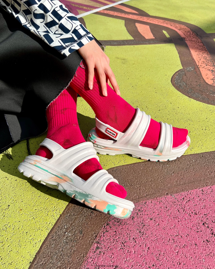 208Z2Z244 Hunter Outlet - Hunter Women BLOOM Marble Sandal White