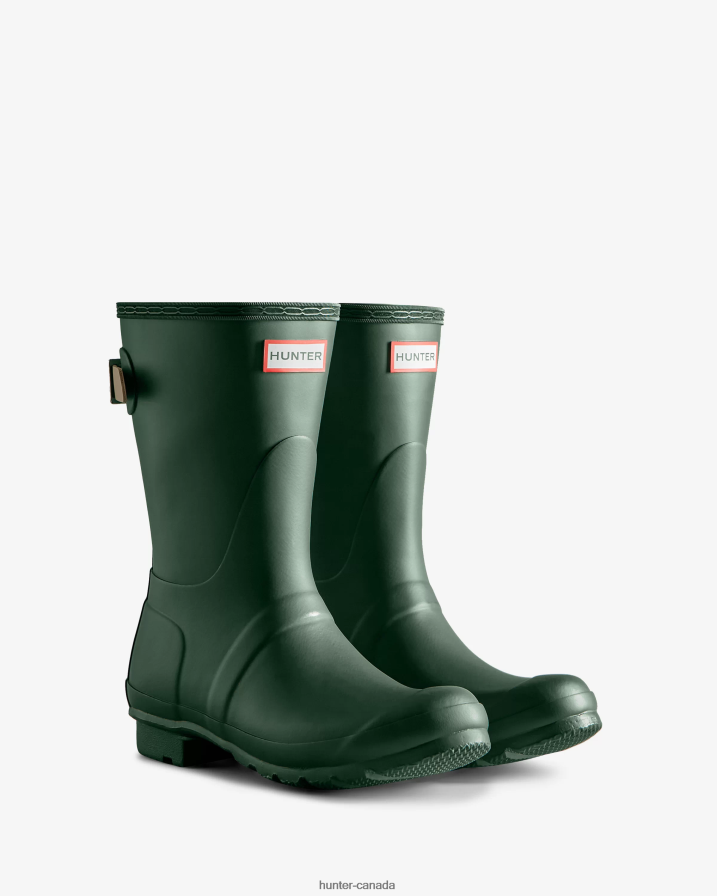 208Z2Z25 Hunter Boots - Hunter Women Short Back Adjustable Rain Boots Thicket Green/Skimming Stone