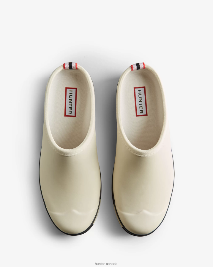 208Z2Z250 Hunter Canada - Hunter Women PLAY Striped Sole Clogs White Willow/Black