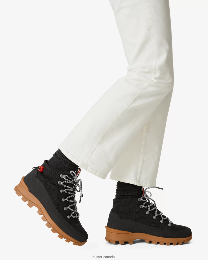 208Z2Z255 Hunter Boots Sale - Hunter Women Travel Explorer Lace-Up Commando Boots Black