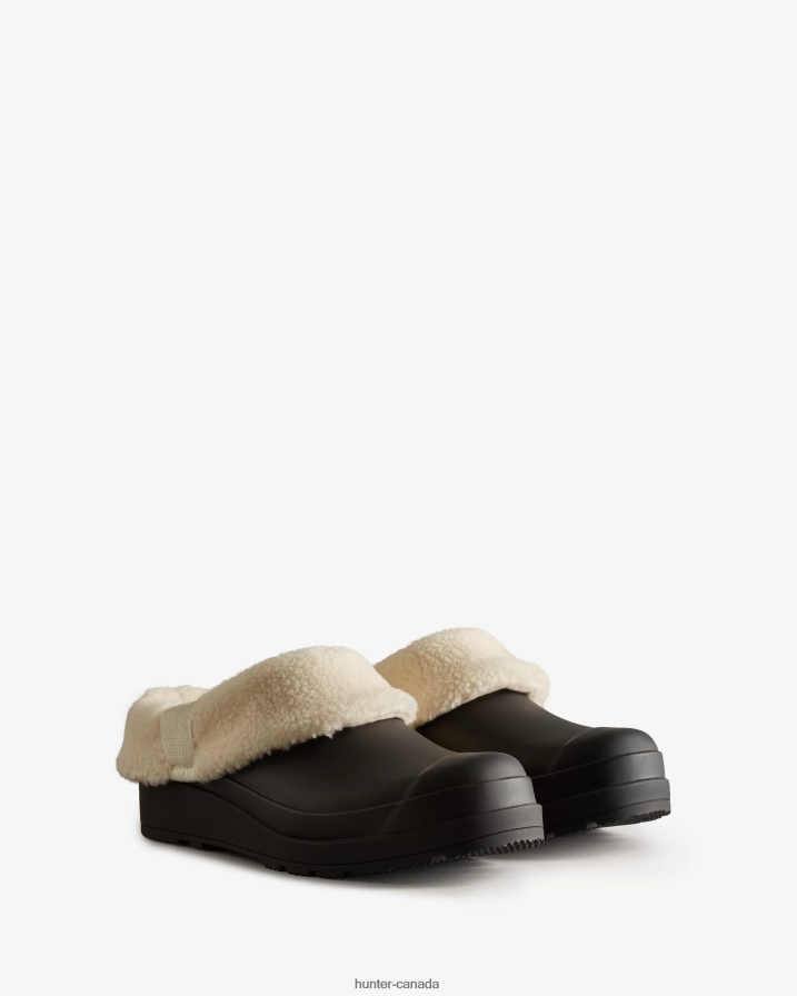 208Z2Z258 Hunter Canada - Hunter Women Play Vegan Shearling Insulated Clogs Black