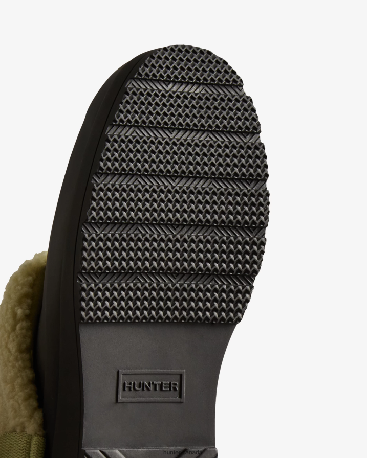208Z2Z260 Hunter Outlet - Hunter Women Play Vegan Shearling Insulated Clogs Black/Wild Green