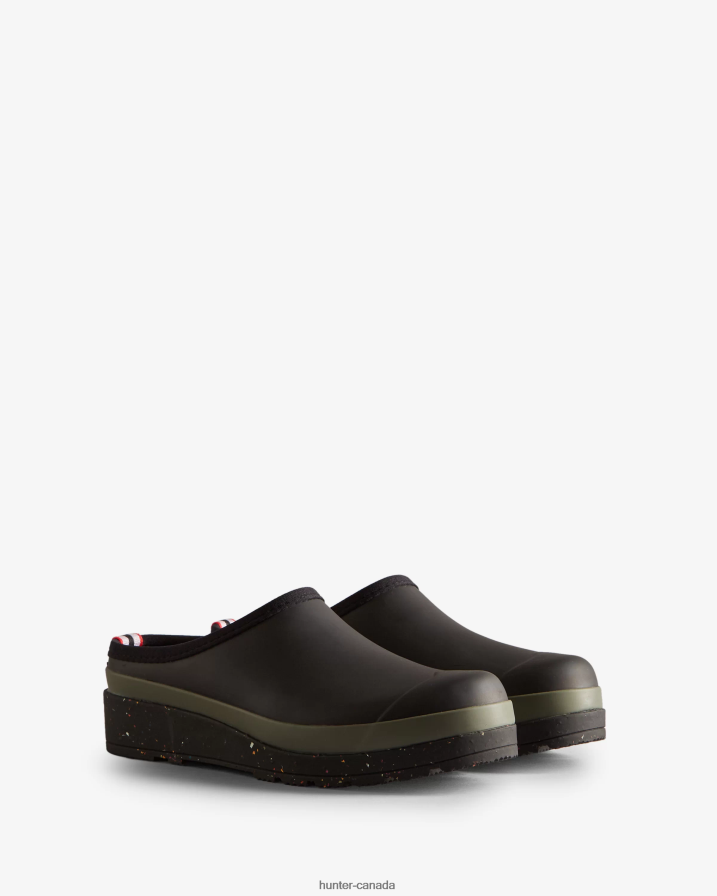 208Z2Z267 Hunter Boots Sale - Hunter Women Play Speckle Sole Clogs Black/Urban Grey
