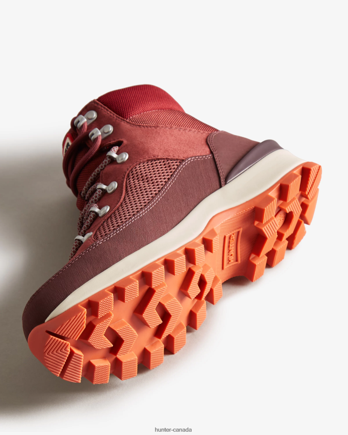 208Z2Z272 Hunter Outlet - Hunter Women Explorer Insulated Lace-Up Commando Boots Muted Berry/Ruskea Brown/Fall Red