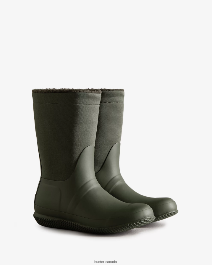 208Z2Z275 Hunter Boots Sale - Hunter Women Insulated Roll Top Vegan Shearling Boots Dark Olive