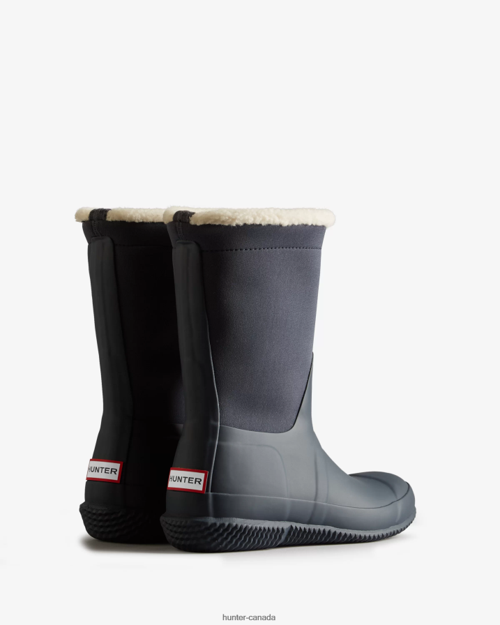 208Z2Z276 Hunter Outlet - Hunter Women Insulated Roll Top Vegan Shearling Boots Navy/White Willow