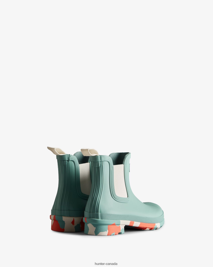 208Z2Z280 Hunter Outlet - Hunter Women Colour Splash Sole Chelsea Boots Birdseye Blue/White Willow/Persimmon Pink