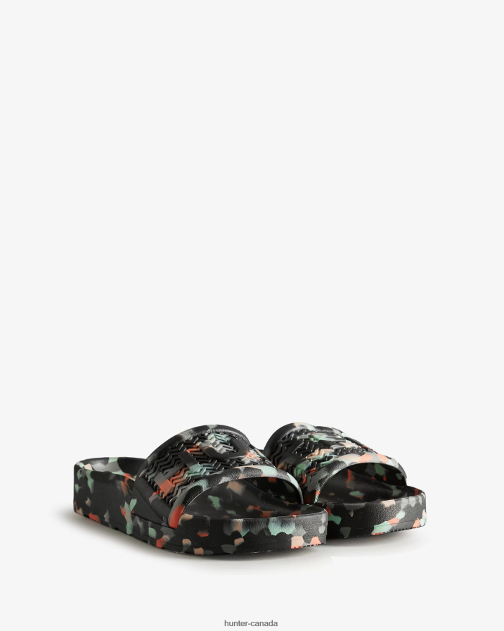 208Z2Z285 Hunter Boots - Hunter Women BLOOM Marble Slides Black