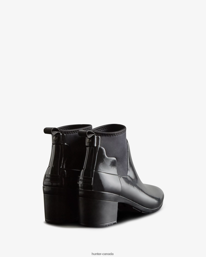 208Z2Z296 Hunter Outlet - Hunter Women Refined Slim Fit Gloss Mid Heel Boots Black