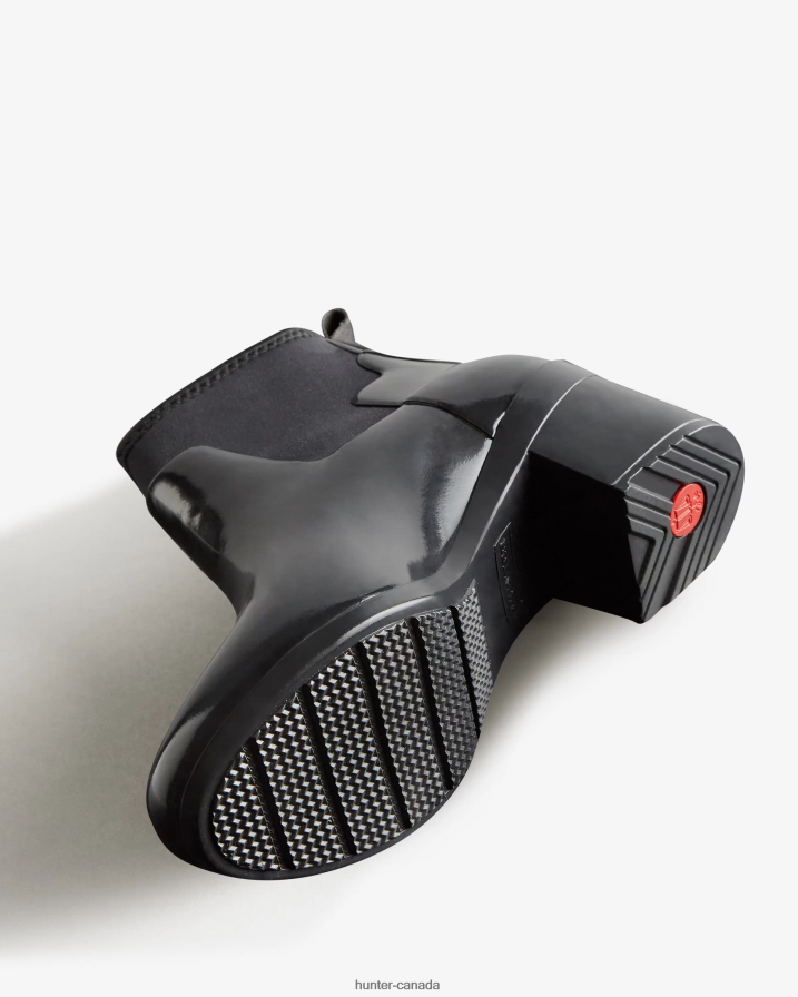 208Z2Z296 Hunter Outlet - Hunter Women Refined Slim Fit Gloss Mid Heel Boots Black