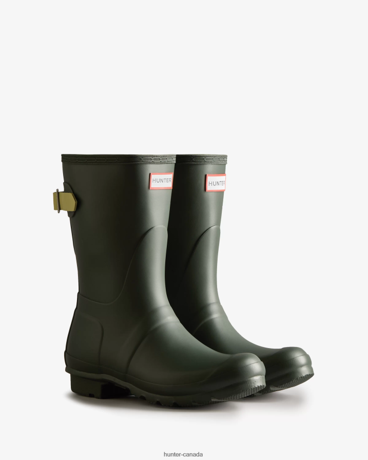 208Z2Z307 Hunter Boots Sale - Hunter Women Short Back Adjustable Rain Boots Maa Green/Wild Green