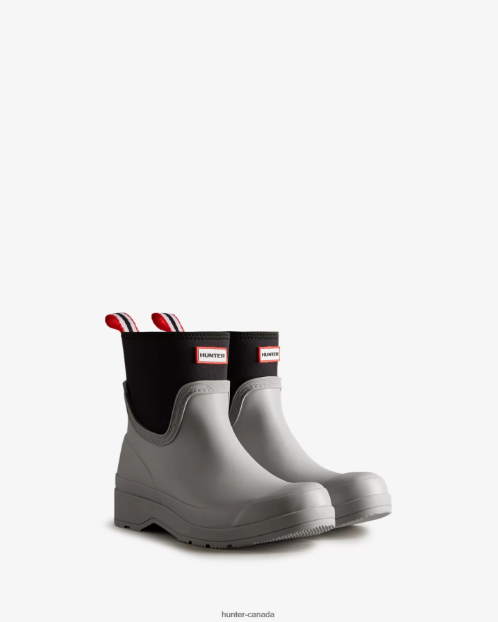 208Z2Z308 Hunter Outlet - Hunter Women Play Short Neoprene Rain Boots Steall Light Grey