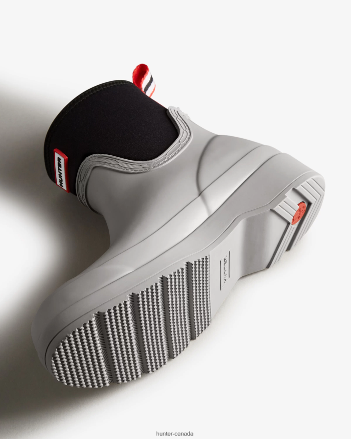 208Z2Z308 Hunter Outlet - Hunter Women Play Short Neoprene Rain Boots Steall Light Grey