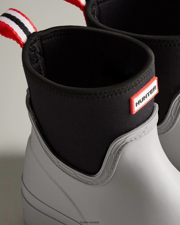 208Z2Z308 Hunter Outlet - Hunter Women Play Short Neoprene Rain Boots Steall Light Grey