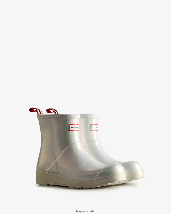 208Z2Z31 Hunter Boots Sale - Hunter Women Play Short Nebula Rain Boots Silver