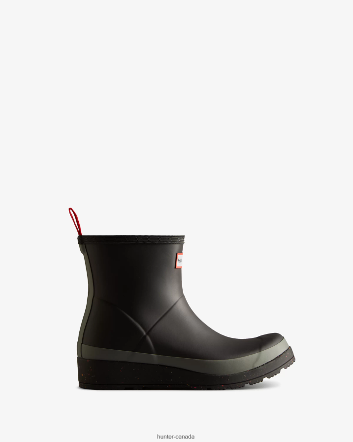 208Z2Z312 Hunter Outlet - Hunter Women Play Short Speckle Rain Boots Black/Urban Grey