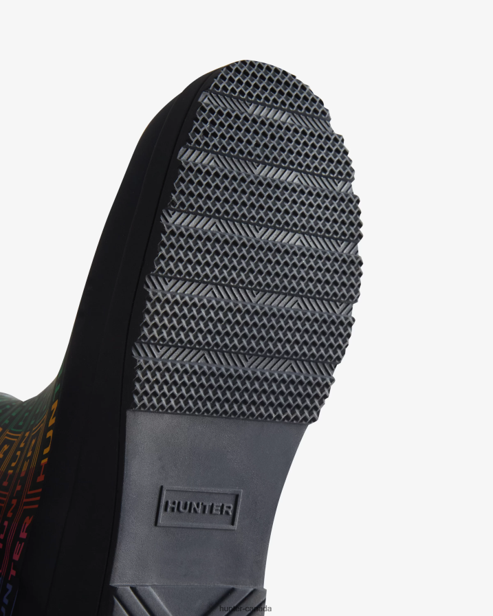 208Z2Z315 Hunter Boots Sale - Hunter Women Play Short Rainbow Logo Print Rain Boots Logo Rainbow Xray Navy