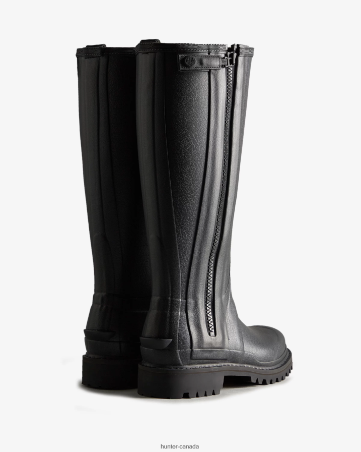 208Z2Z317 Hunter Boots - Hunter Women Balmoral Commando Rubber Zip Tall Rain Boots Black
