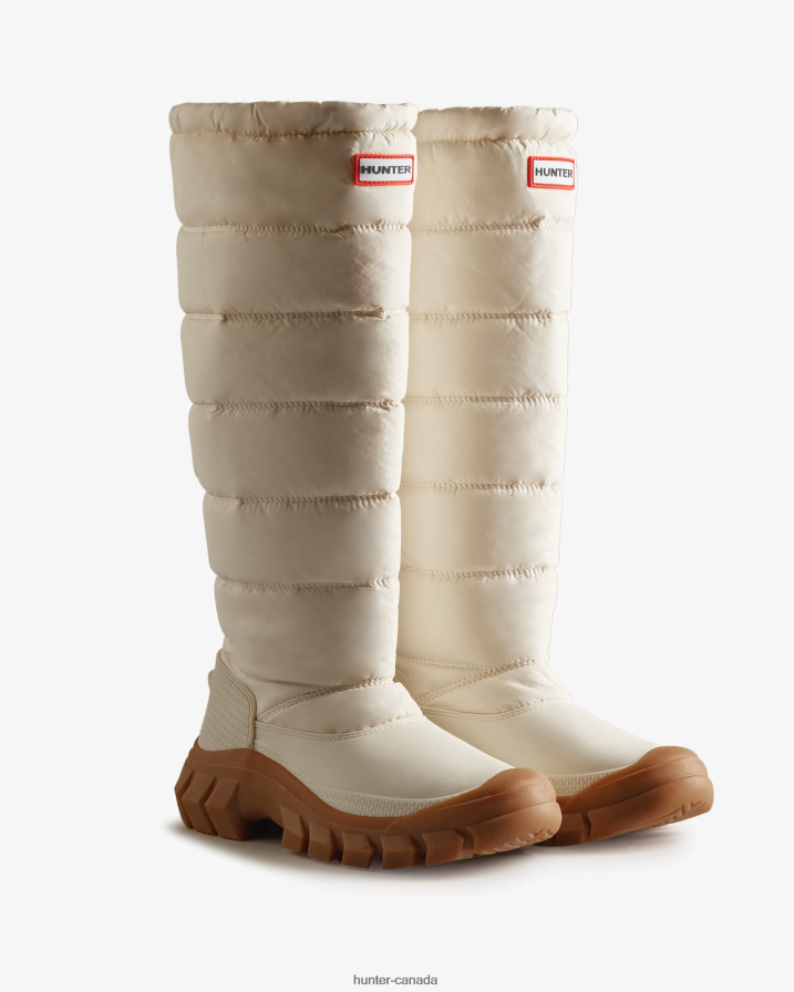 208Z2Z322 Hunter Canada - Hunter Women Intrepid Insulated Tall Snow Boots White Willow/Gum