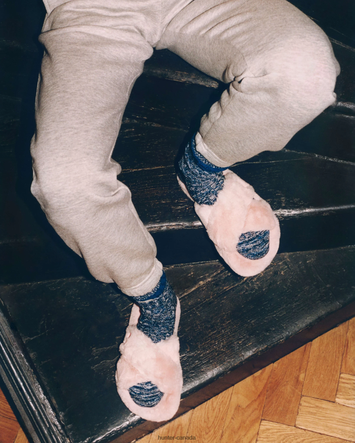 208Z2Z323 Hunter Boots Sale - Hunter Women Faux Fur Flatform Crossover Slide Azalea Pink