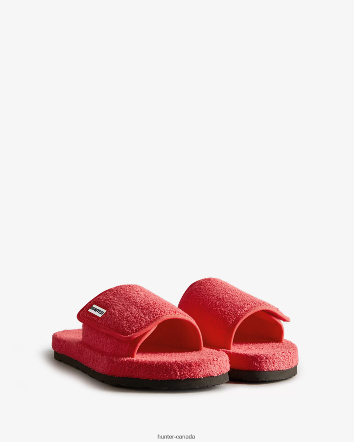 208Z2Z327 Hunter Boots Sale - Hunter Women Terry Towelling Beach Platform Adjustable Slide Rowan Pink