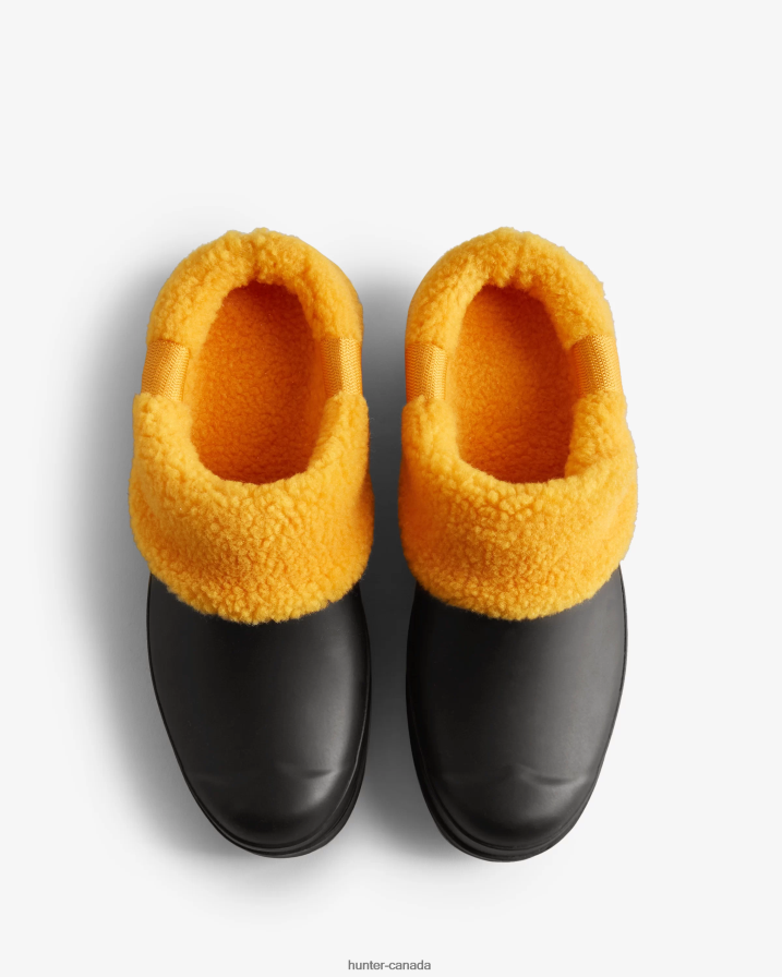 208Z2Z328 Hunter Outlet - Hunter Women Play Vegan Shearling Insulated Clogs Black/Nomad Orange