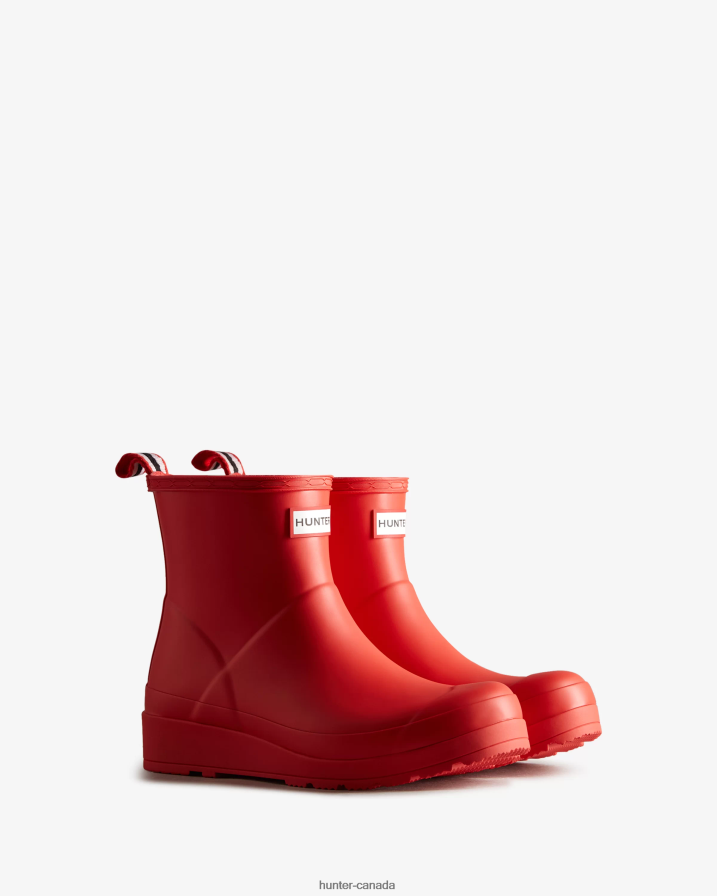 208Z2Z33 Hunter Boots - Hunter Women Play Short Rain Boots Logo Red