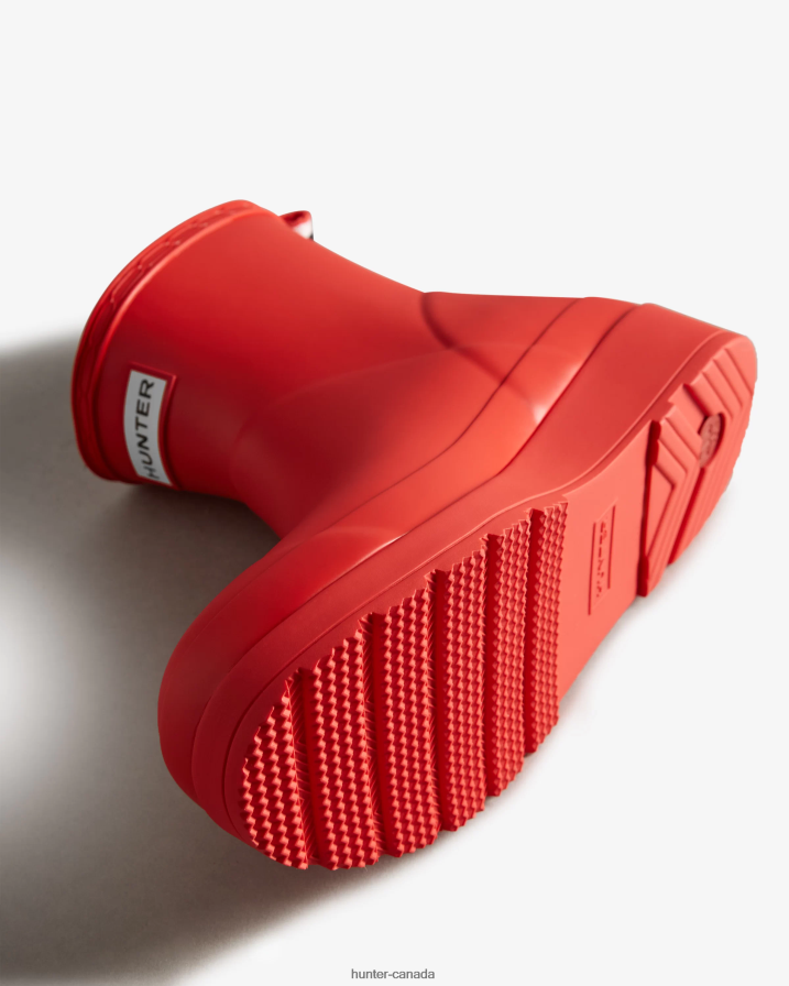 208Z2Z33 Hunter Boots - Hunter Women Play Short Rain Boots Logo Red