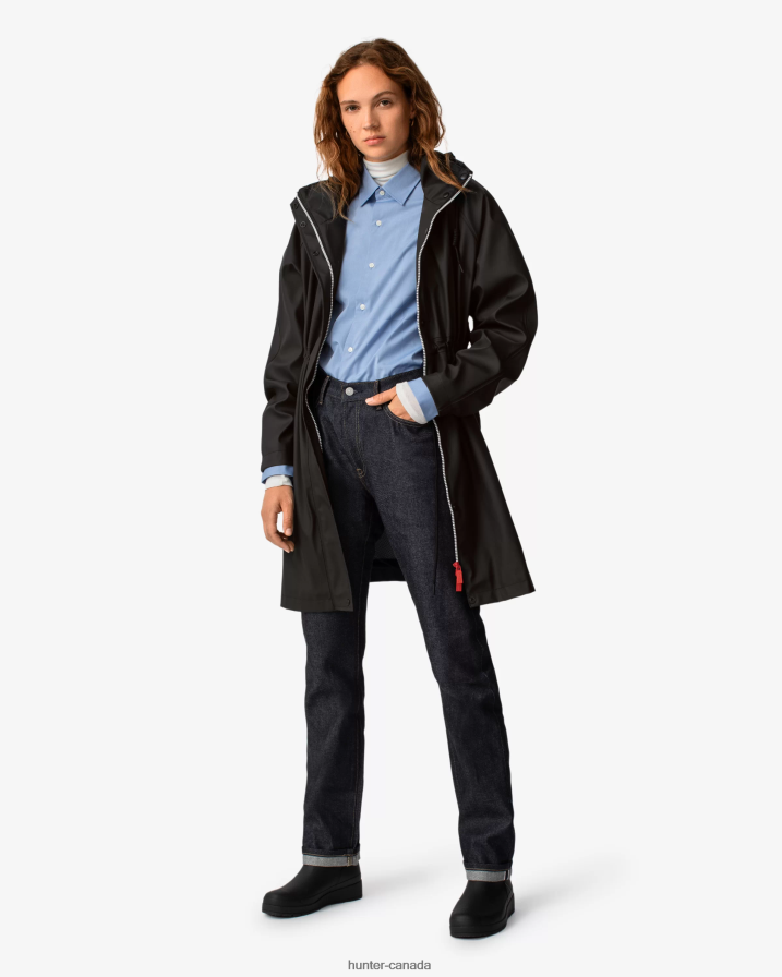 208Z2Z339 Hunter Boots Sale - Hunter Women Lightweight Waterproof Parka Black