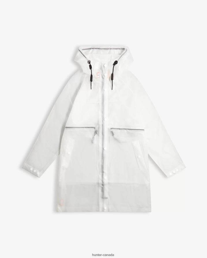 208Z2Z340 Hunter Outlet - Hunter Women Play Transparent Vinyl Waterproof Parka White