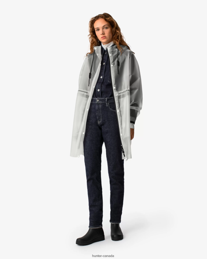 208Z2Z340 Hunter Outlet - Hunter Women Play Transparent Vinyl Waterproof Parka White