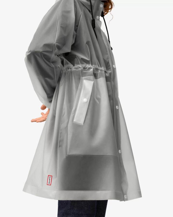 208Z2Z340 Hunter Outlet - Hunter Women Play Transparent Vinyl Waterproof Parka White