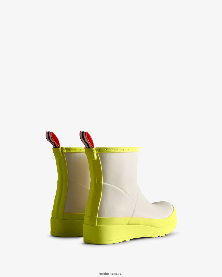208Z2Z35 Hunter Boots Sale - Hunter Women Play Short Rain Boots Shaded White/Zesty Yellow