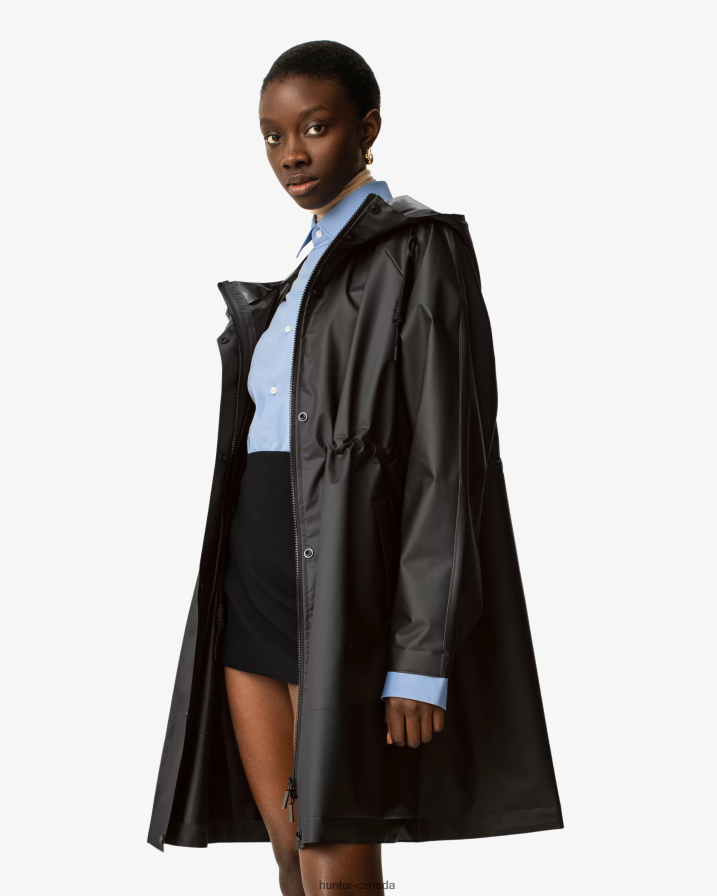 208Z2Z351 Hunter Boots Sale - Hunter Women Play Transparent Vinyl Waterproof Parka Black