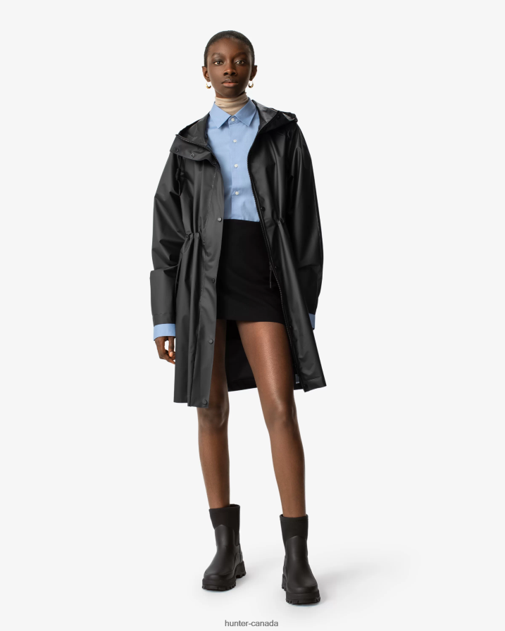 208Z2Z351 Hunter Boots Sale - Hunter Women Play Transparent Vinyl Waterproof Parka Black