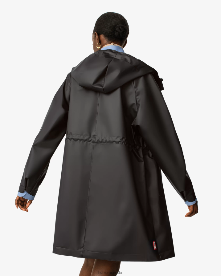 208Z2Z351 Hunter Boots Sale - Hunter Women Play Transparent Vinyl Waterproof Parka Black