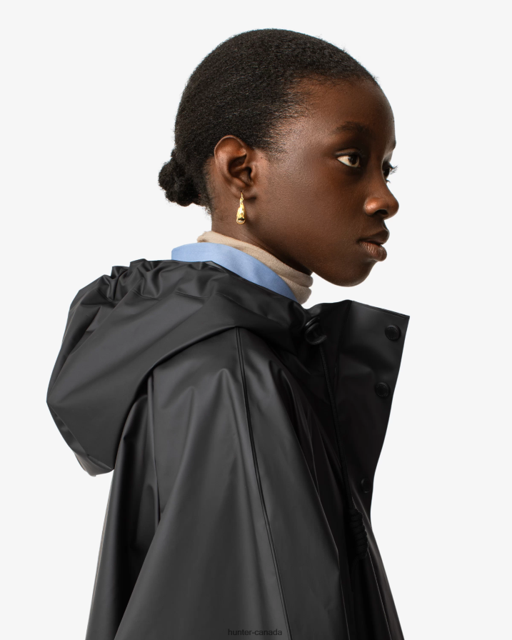 208Z2Z351 Hunter Boots Sale - Hunter Women Play Transparent Vinyl Waterproof Parka Black