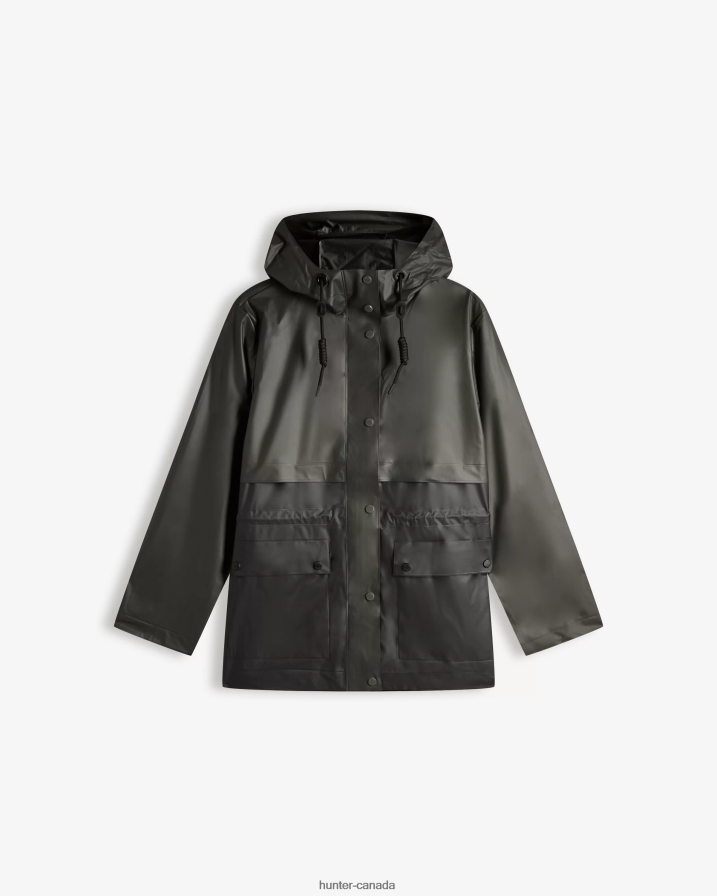 208Z2Z352 Hunter Outlet - Hunter Women Play Transparent Vinyl Waterproof Jacket Dark Olive/Black