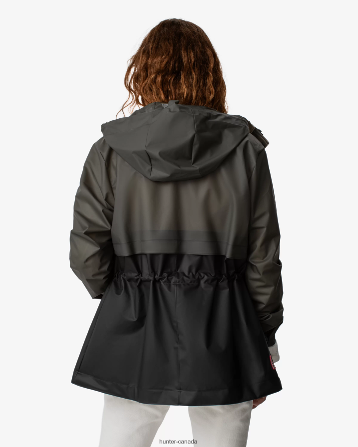 208Z2Z352 Hunter Outlet - Hunter Women Play Transparent Vinyl Waterproof Jacket Dark Olive/Black