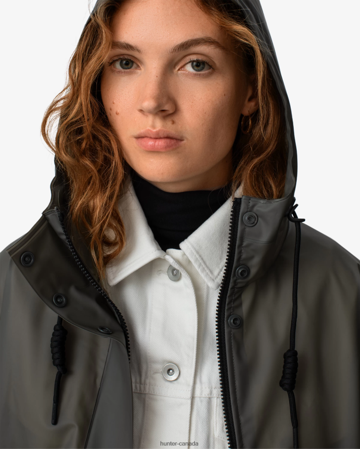 208Z2Z352 Hunter Outlet - Hunter Women Play Transparent Vinyl Waterproof Jacket Dark Olive/Black