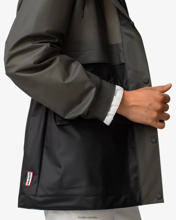 208Z2Z352 Hunter Outlet - Hunter Women Play Transparent Vinyl Waterproof Jacket Dark Olive/Black